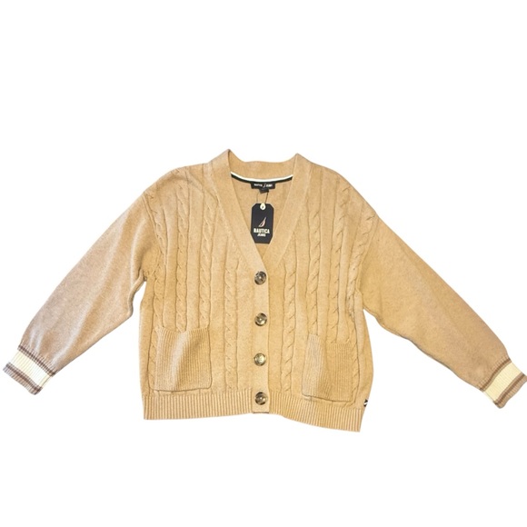 Nautica Sweaters - NWT Nautica Tan Cable Knit Cardigan Size Large
